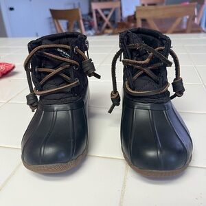 Sperry Kids Black and Brown Rain Boots
